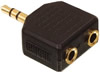Adaptateur Jack 3.5mm stéréo mâle - 2x Jack 3.5mm stéréo femelle, doré