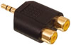 Adaptateur Jack 3.5mm stéréo mâle - 2x RCA femelle, doré