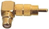 Adaptateur RCA mâle - RCA femelle, angle 90°, doré