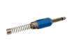 Fiche Jack 6.35mm Mono Mâle, Nickele Bleu avec Capot Plastique