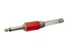 Fiche Jack 6.35mm Mono Mâle, Nickelé Rouge avec Capot Plastique