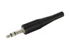 Fiche Jack 6.35mm Stéréo Mâle, nickelé, noir, avec Capot En Caoutchouc