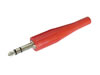 Fiche Jack 6.35mm Stéréo Mâle, nickelé, rouge, avec Capot En Caoutchouc